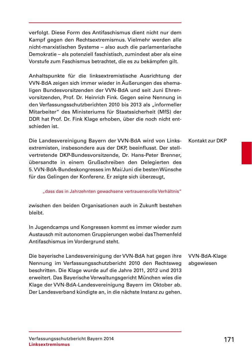 Seite 173 des Verfassungsschutzbericht 2014 Bayern