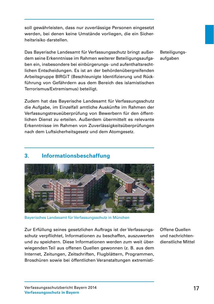 Seite 19 des Verfassungsschutzbericht 2014 Bayern