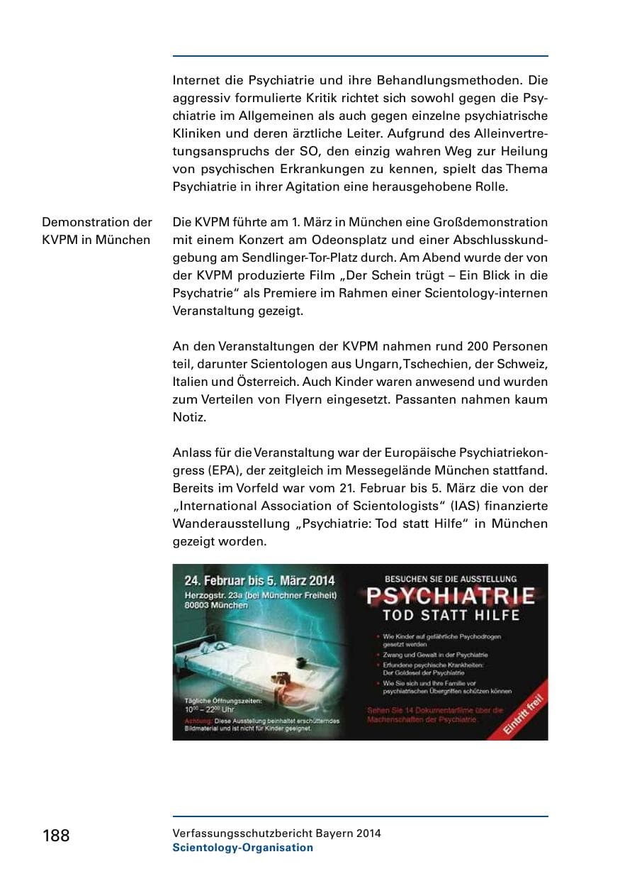 Seite 190 des Verfassungsschutzbericht 2014 Bayern
