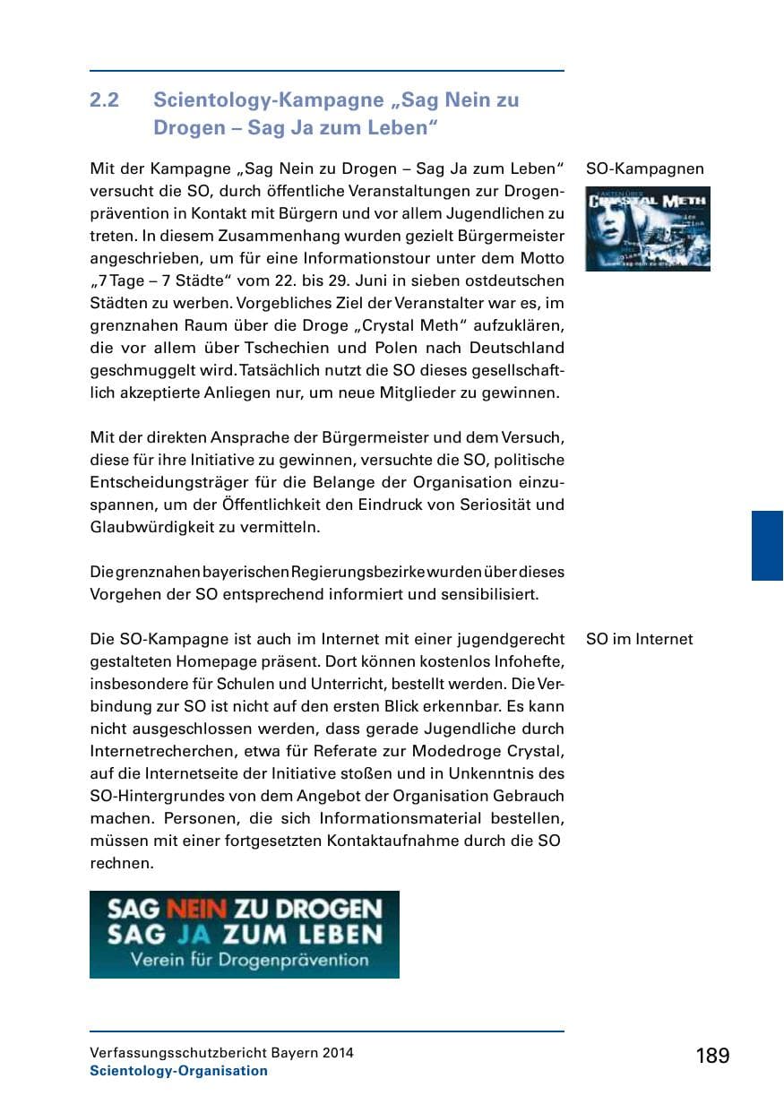 Seite 191 des Verfassungsschutzbericht 2014 Bayern