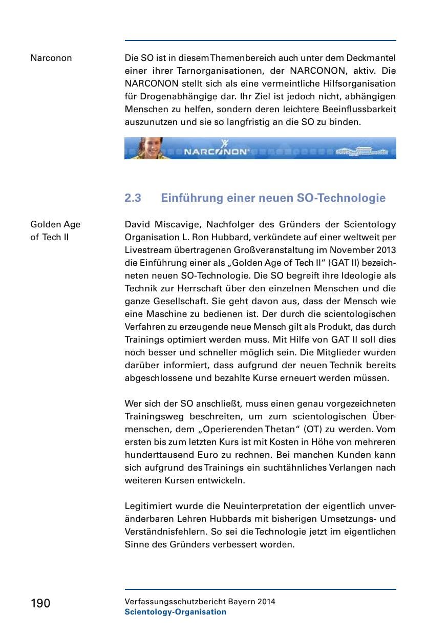 Seite 192 des Verfassungsschutzbericht 2014 Bayern