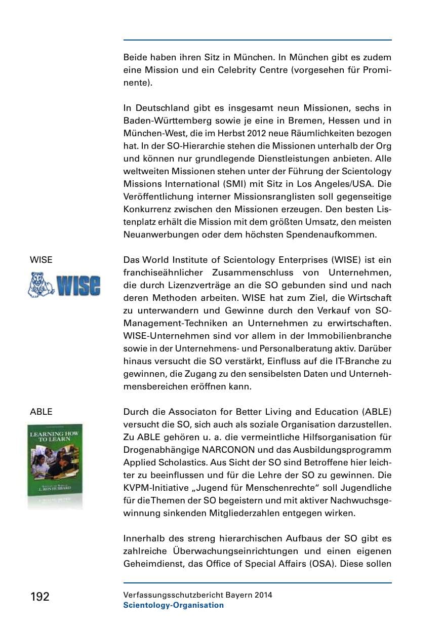 Seite 194 des Verfassungsschutzbericht 2014 Bayern