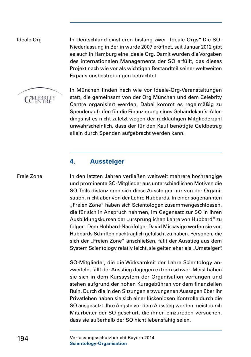 Seite 196 des Verfassungsschutzbericht 2014 Bayern