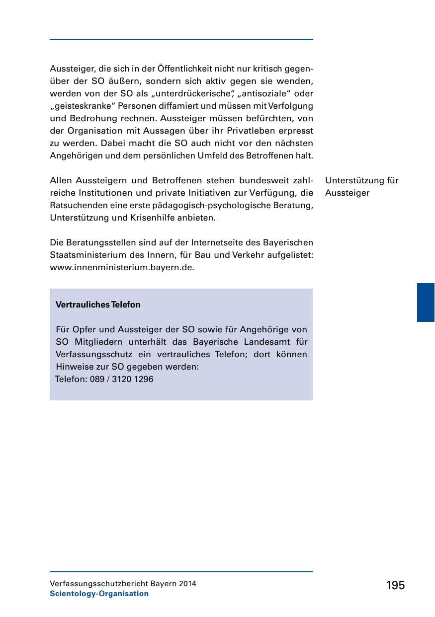 Seite 197 des Verfassungsschutzbericht 2014 Bayern