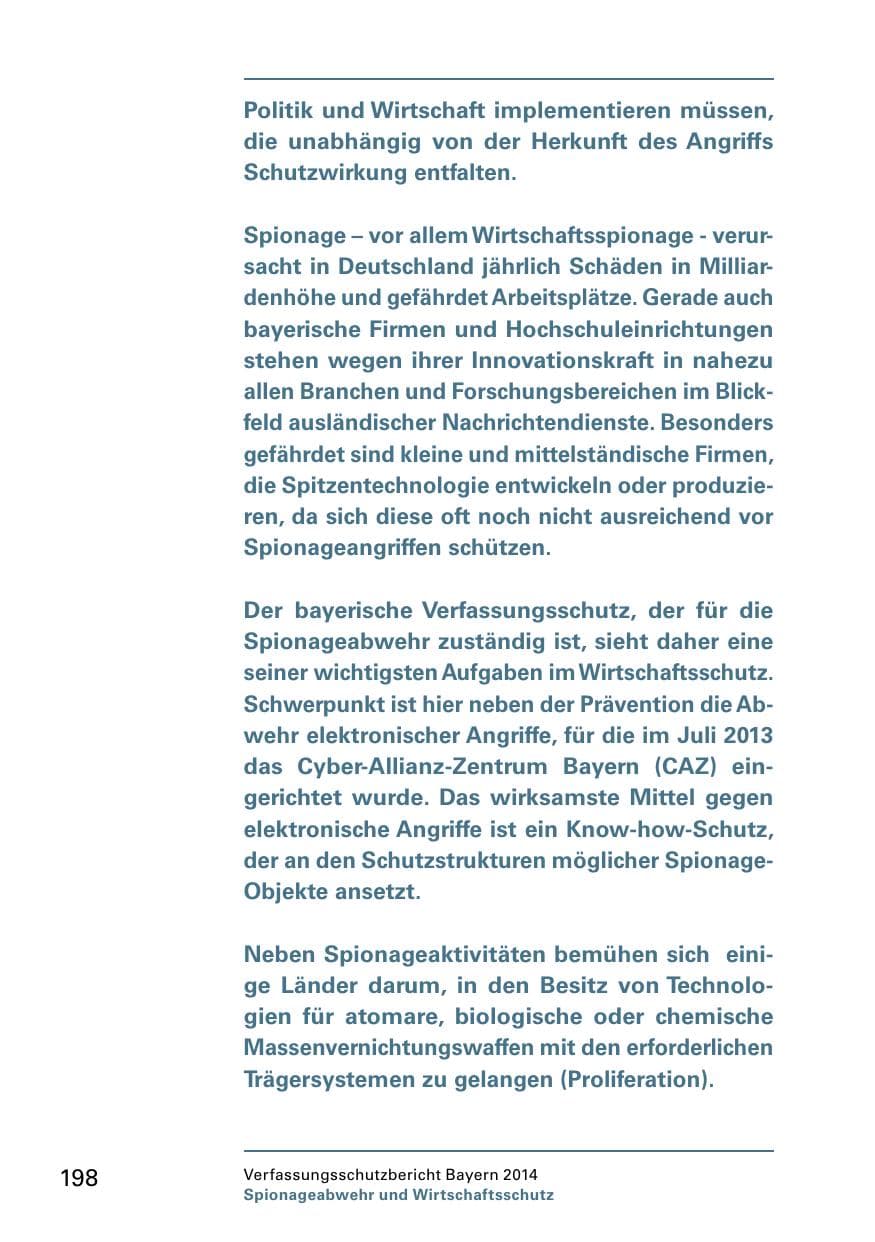 Seite 200 des Verfassungsschutzbericht 2014 Bayern