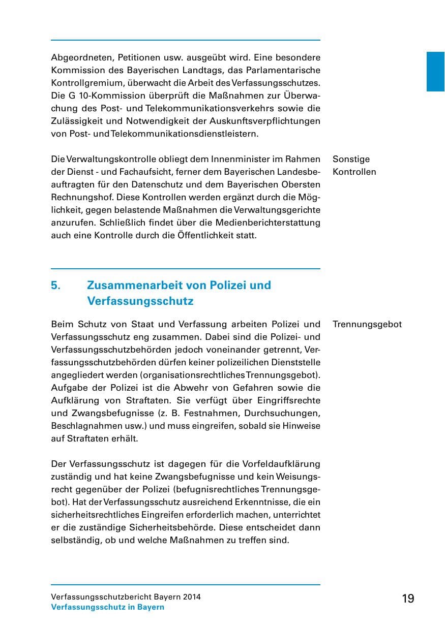 Seite 21 des Verfassungsschutzbericht 2014 Bayern