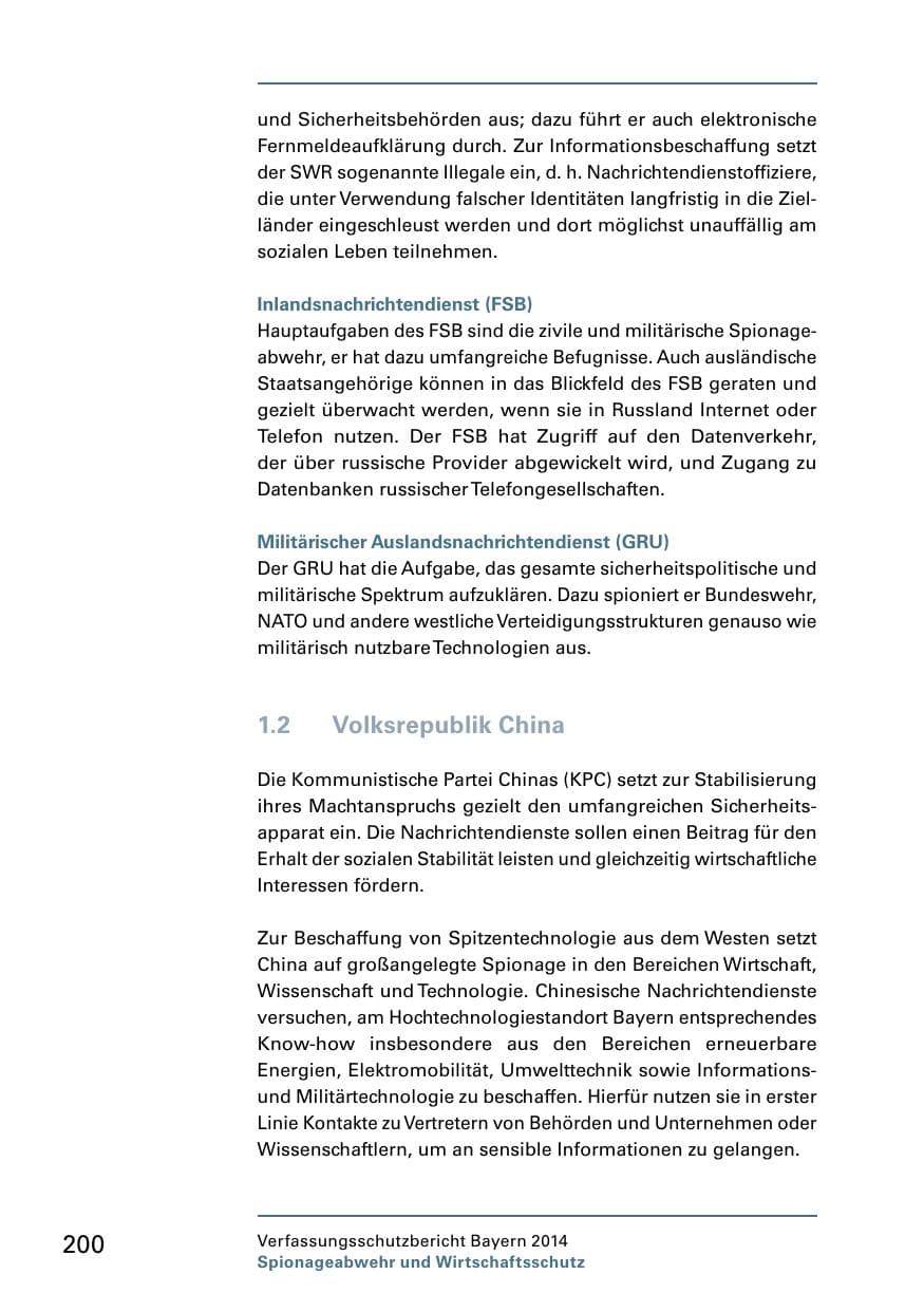 Seite 202 des Verfassungsschutzbericht 2014 Bayern