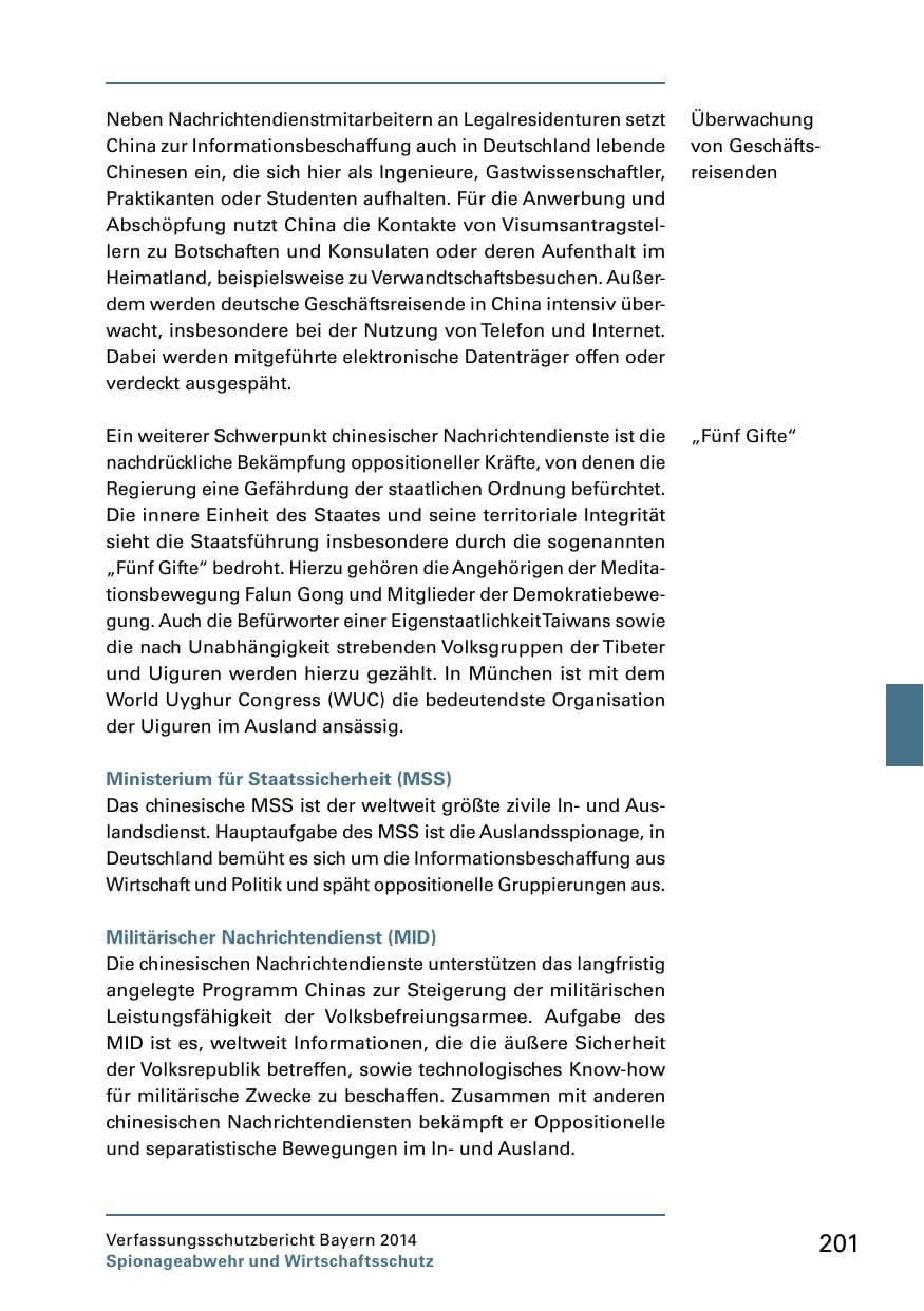 Seite 203 des Verfassungsschutzbericht 2014 Bayern