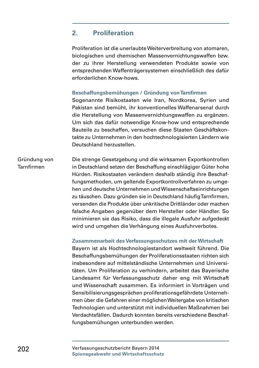Seite 204 des Verfassungsschutzbericht 2014 Bayern