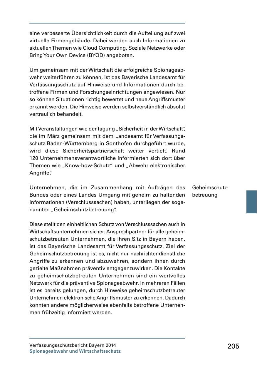 Seite 207 des Verfassungsschutzbericht 2014 Bayern