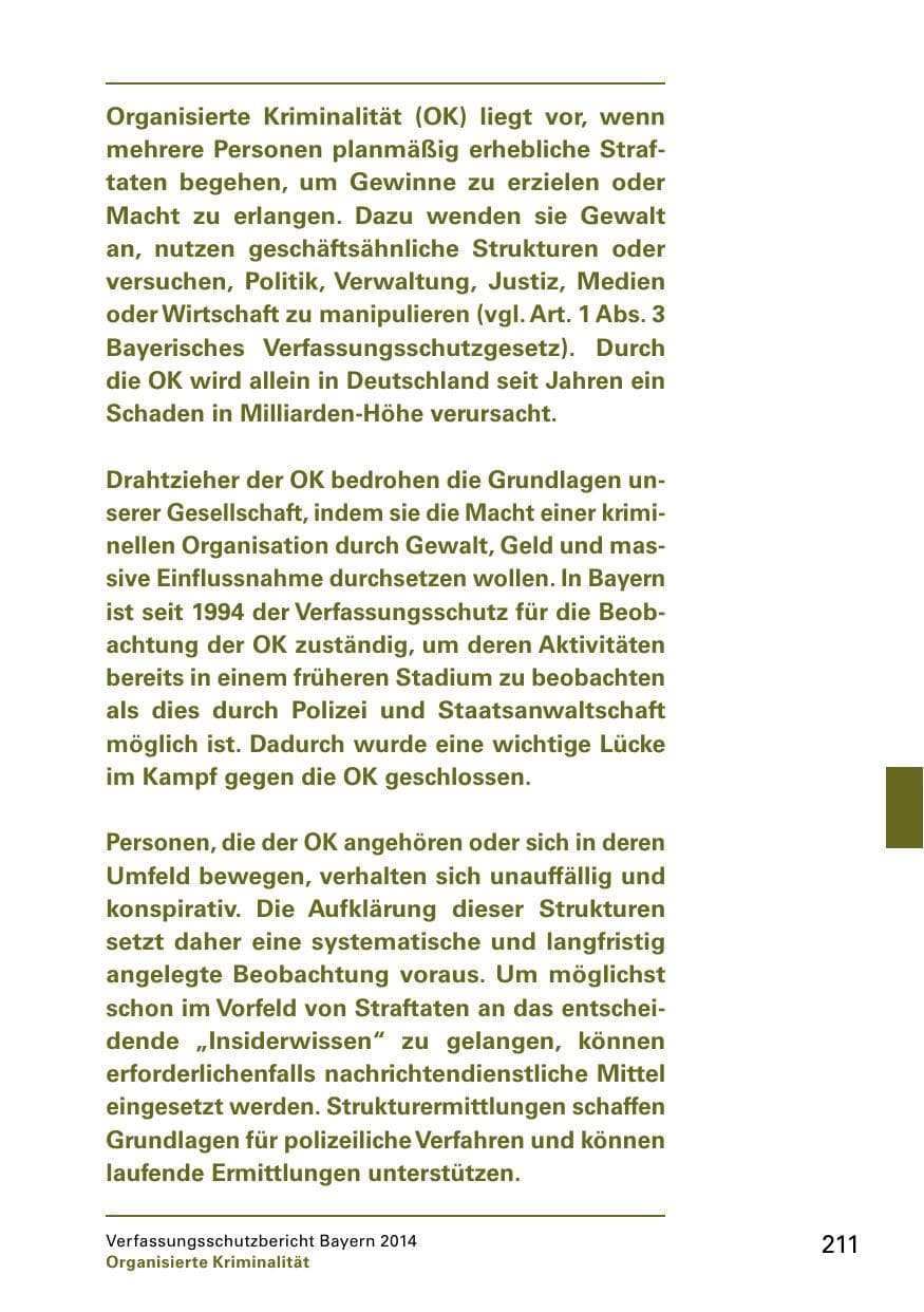 Seite 213 des Verfassungsschutzbericht 2014 Bayern