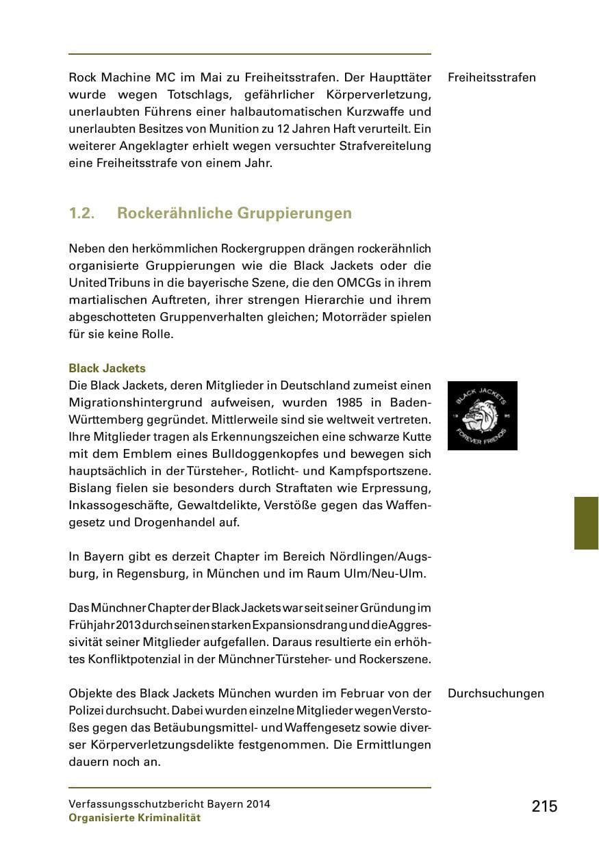 Seite 217 des Verfassungsschutzbericht 2014 Bayern