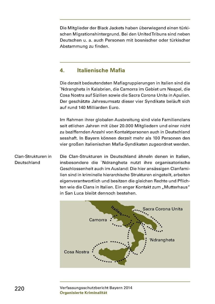Seite 222 des Verfassungsschutzbericht 2014 Bayern