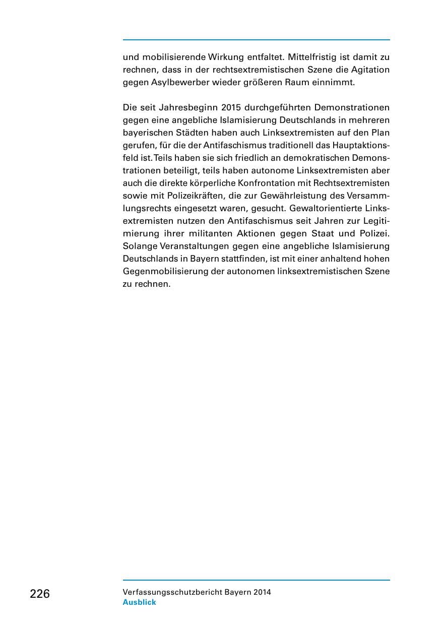 Seite 228 des Verfassungsschutzbericht 2014 Bayern