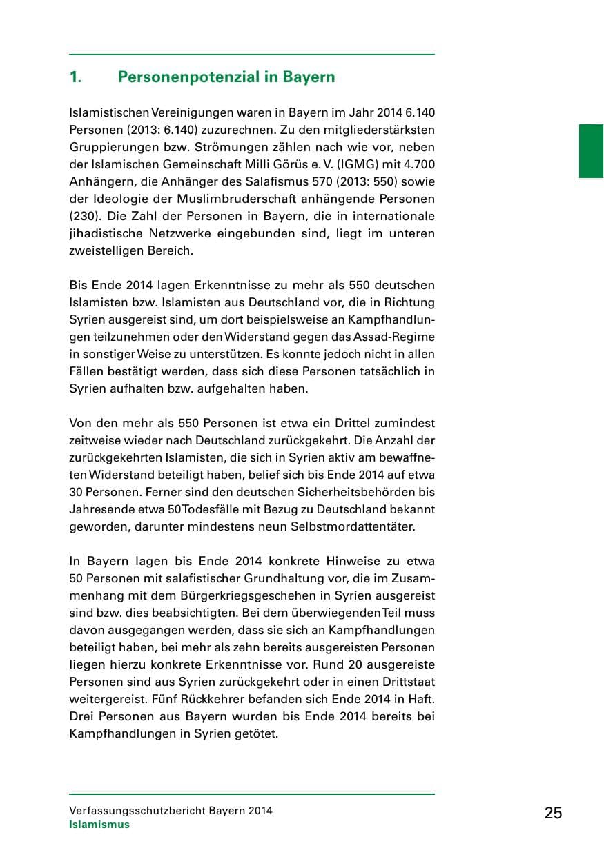 Seite 27 des Verfassungsschutzbericht 2014 Bayern