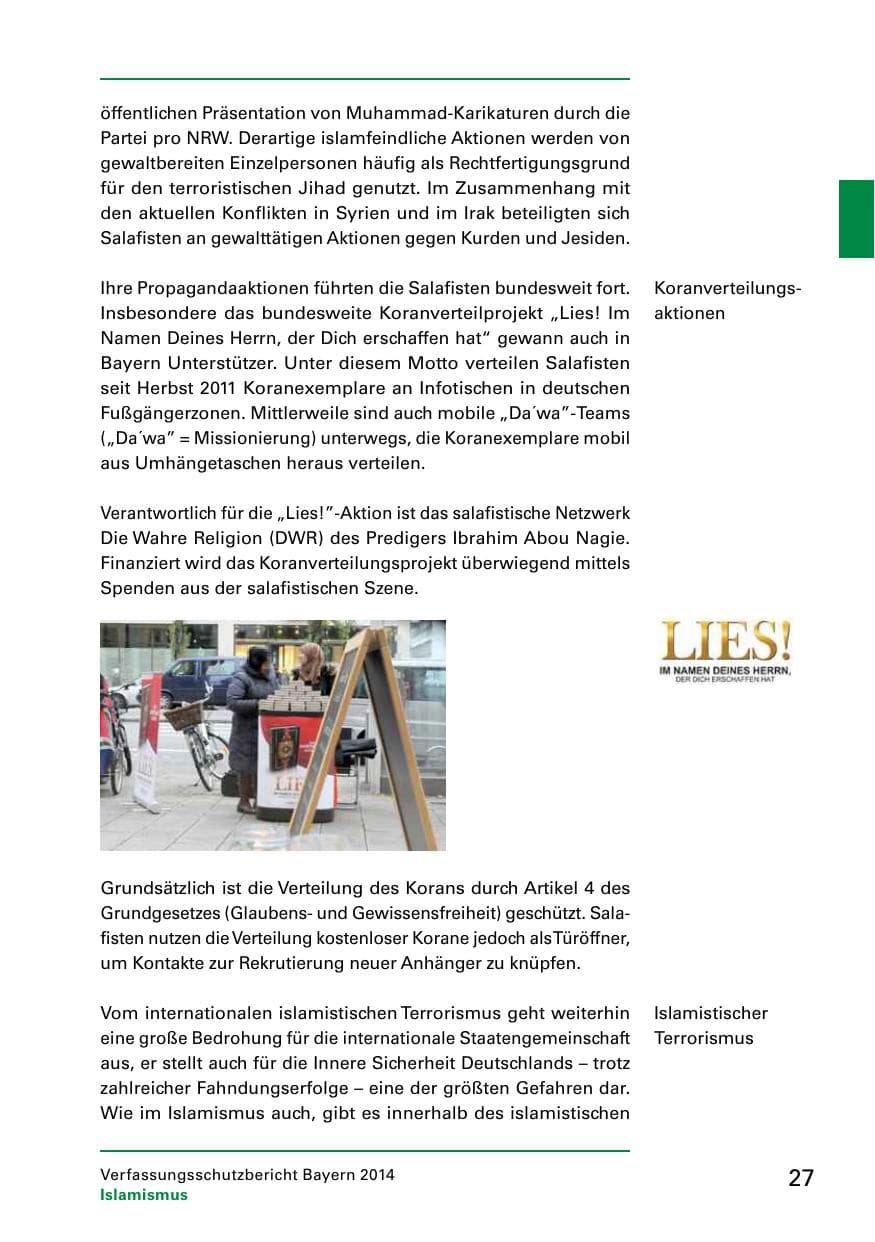 Seite 29 des Verfassungsschutzbericht 2014 Bayern