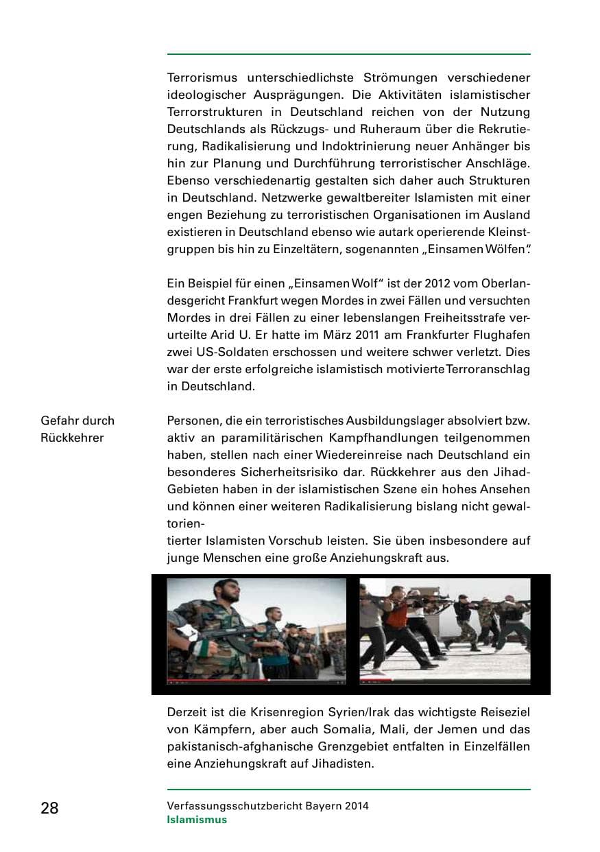 Seite 30 des Verfassungsschutzbericht 2014 Bayern