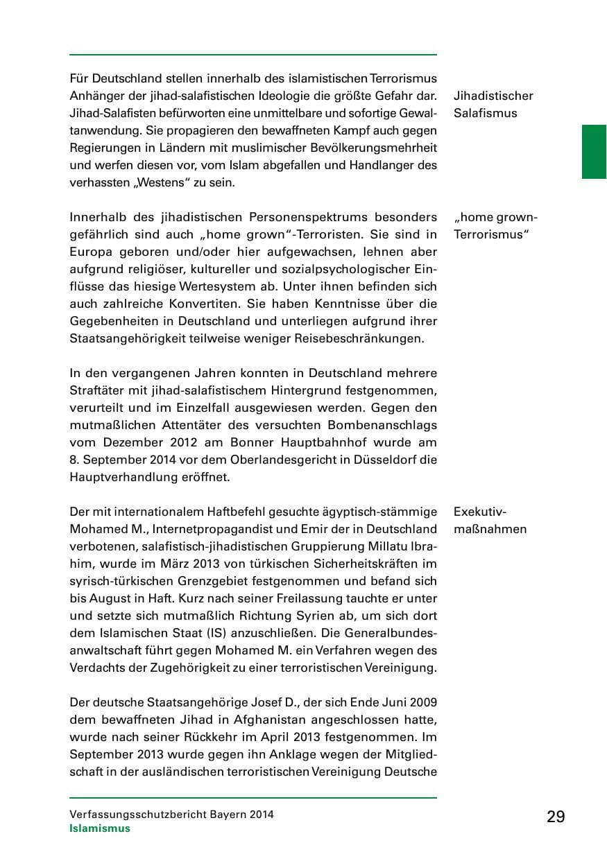 Seite 31 des Verfassungsschutzbericht 2014 Bayern