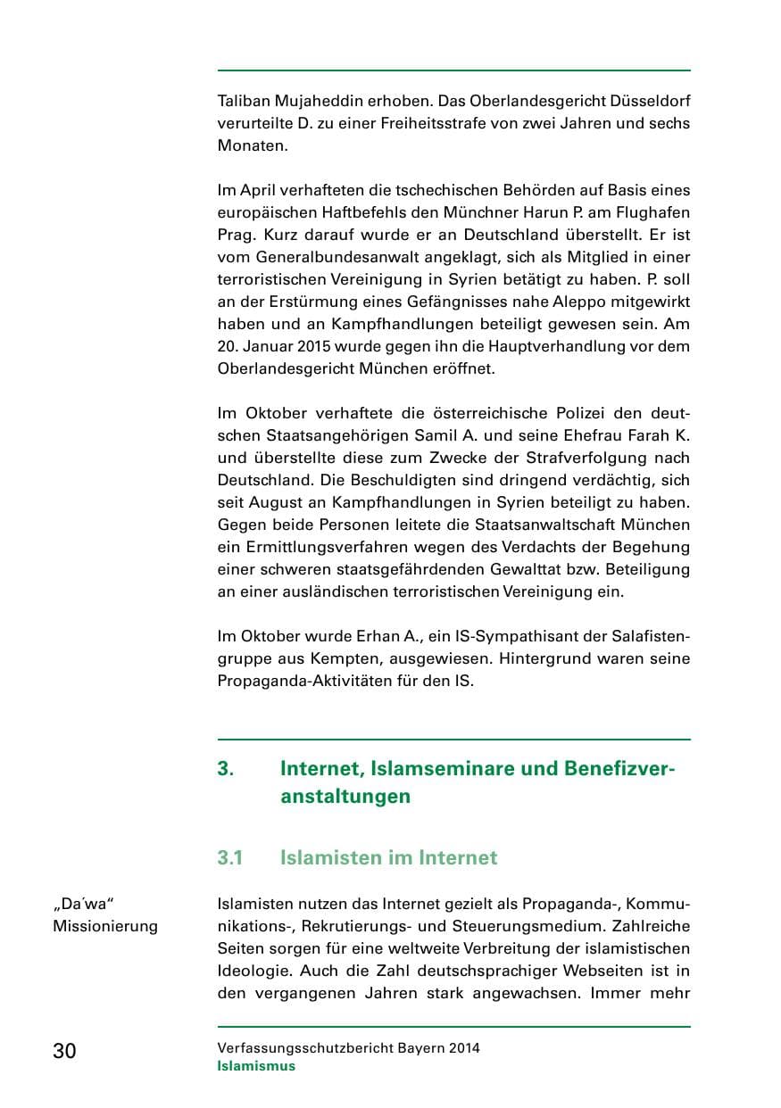 Seite 32 des Verfassungsschutzbericht 2014 Bayern