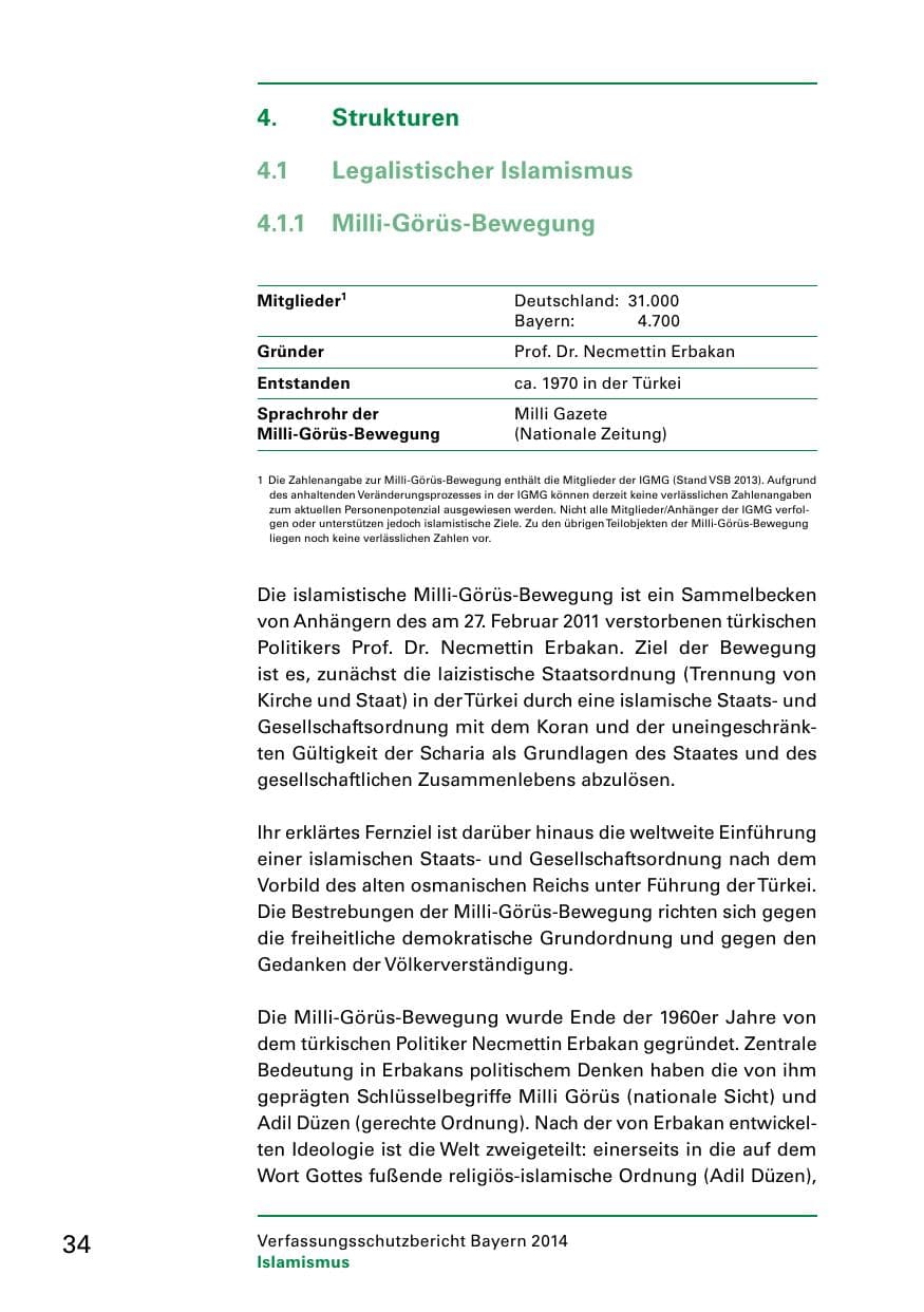 Seite 36 des Verfassungsschutzbericht 2014 Bayern