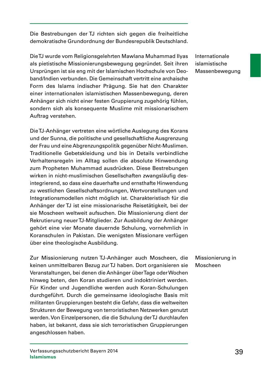 Seite 41 des Verfassungsschutzbericht 2014 Bayern