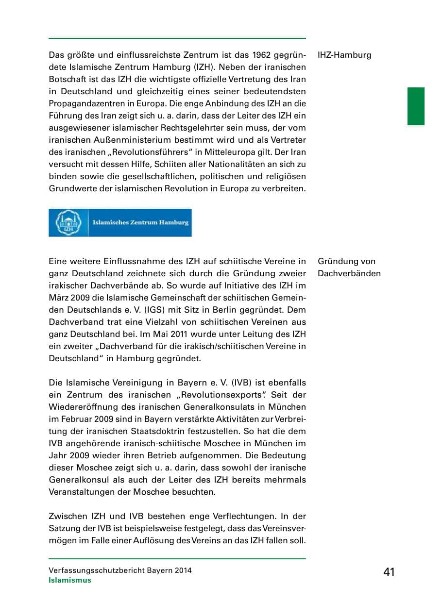 Seite 43 des Verfassungsschutzbericht 2014 Bayern