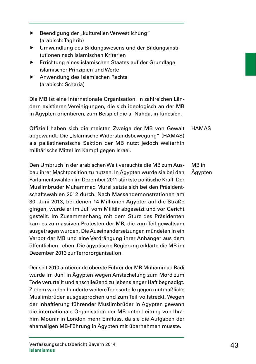 Seite 45 des Verfassungsschutzbericht 2014 Bayern