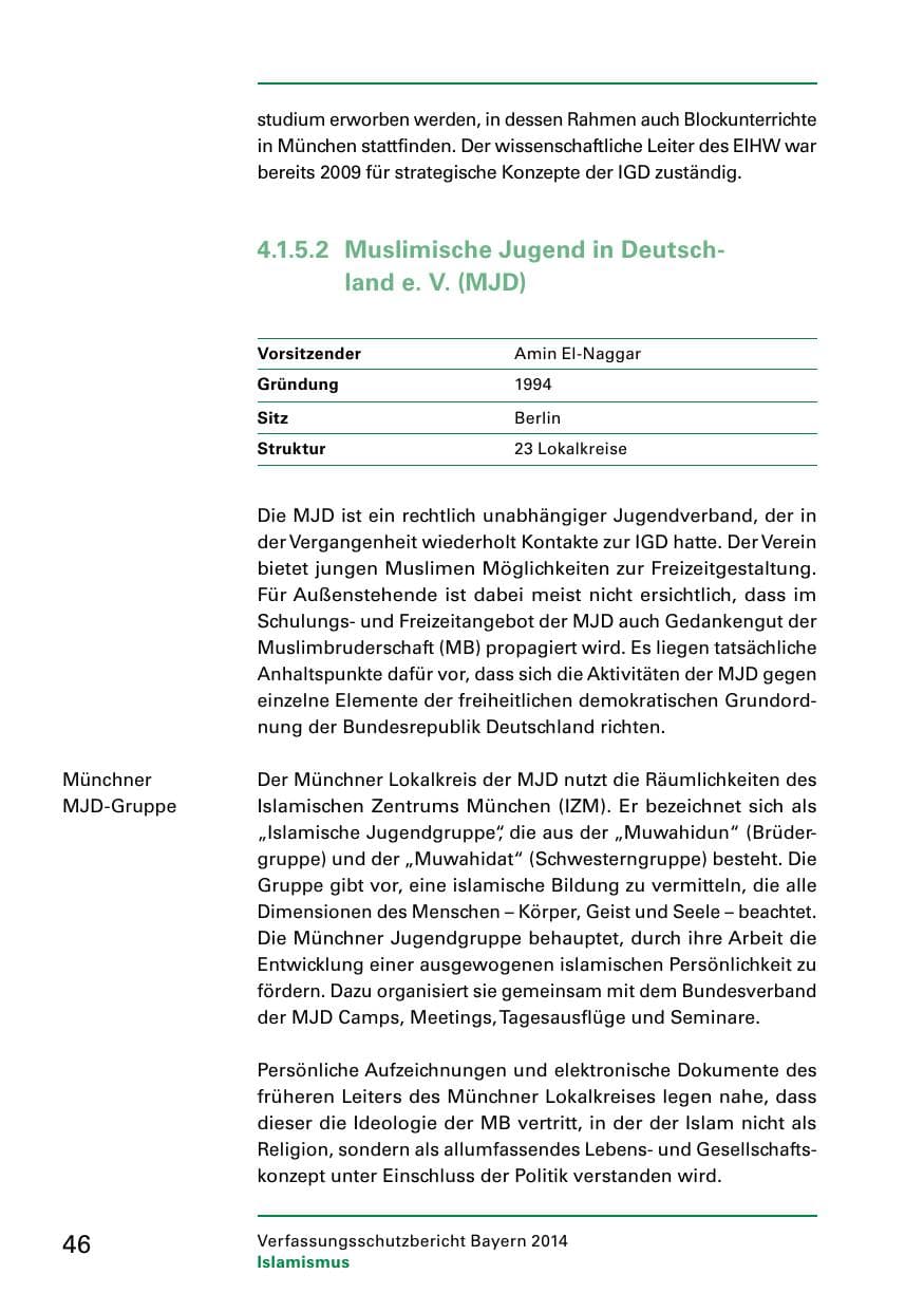 Seite 48 des Verfassungsschutzbericht 2014 Bayern