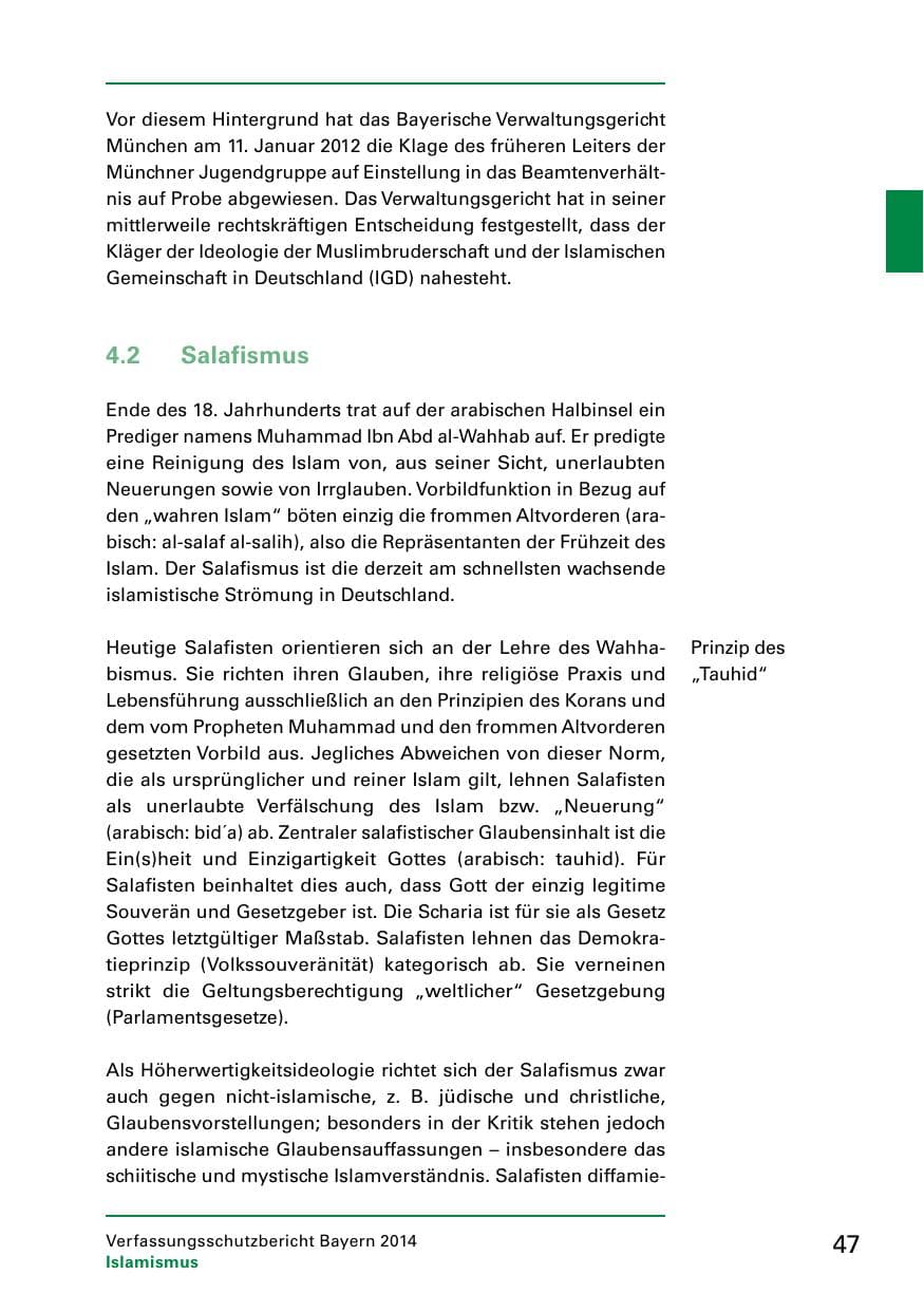 Seite 49 des Verfassungsschutzbericht 2014 Bayern