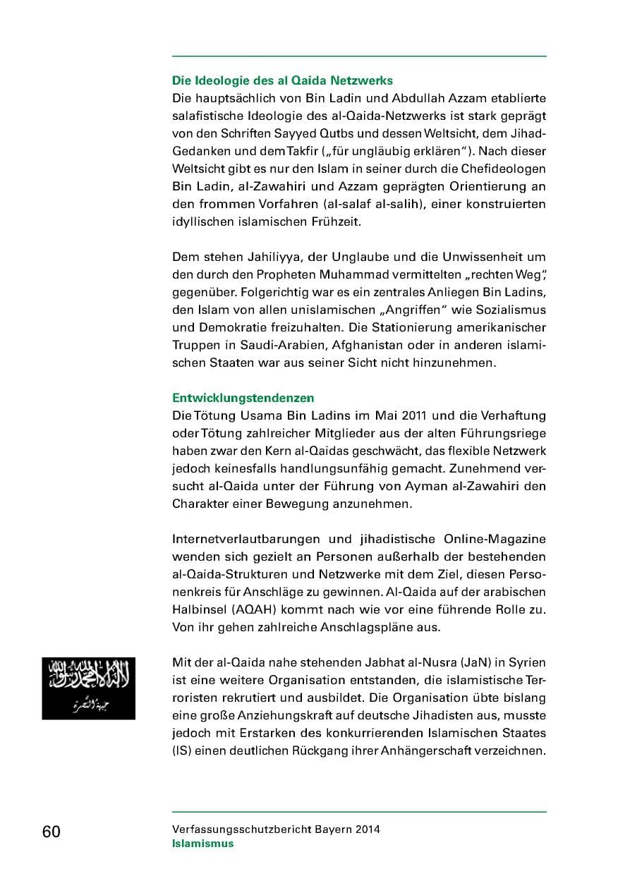 Seite 62 des Verfassungsschutzbericht 2014 Bayern