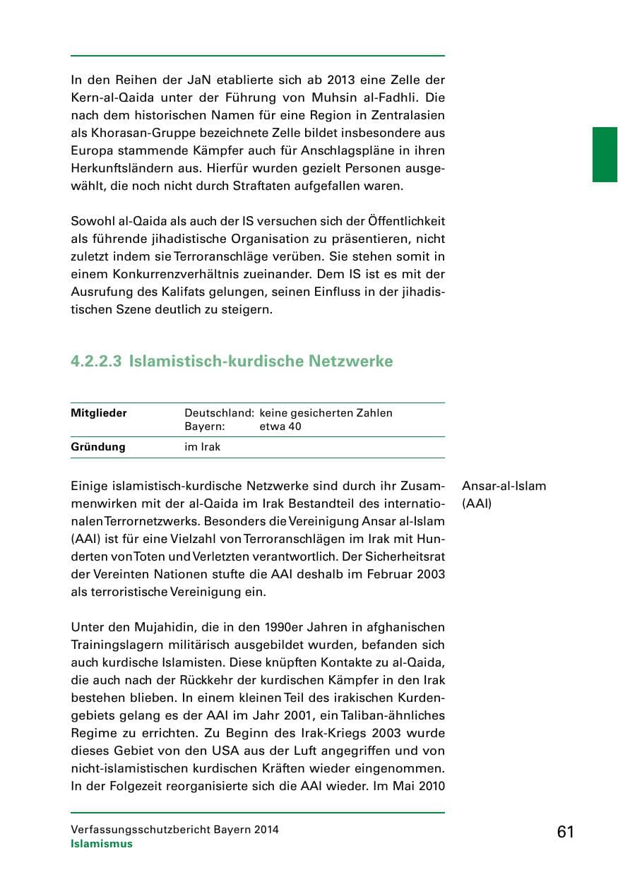 Seite 63 des Verfassungsschutzbericht 2014 Bayern