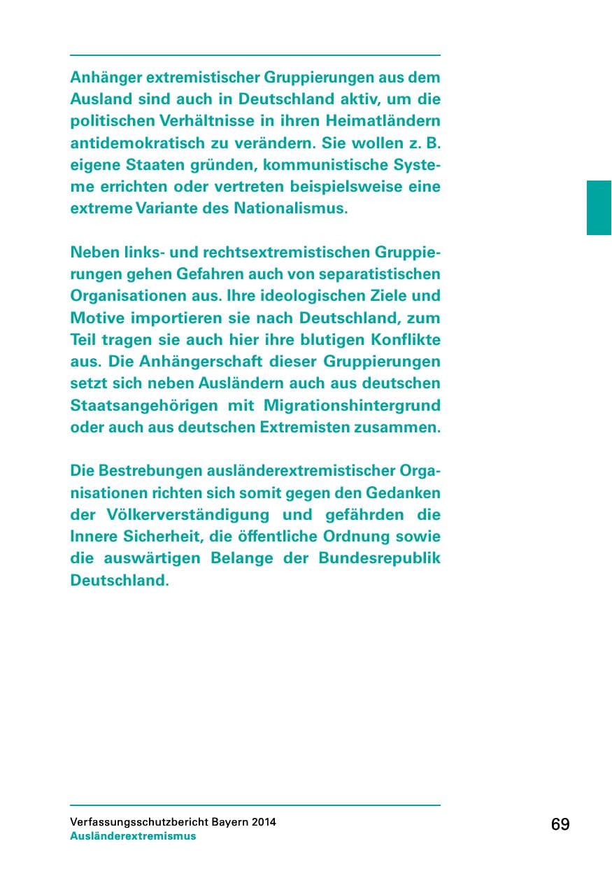 Seite 71 des Verfassungsschutzbericht 2014 Bayern