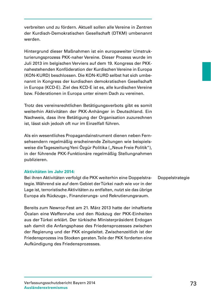 Seite 75 des Verfassungsschutzbericht 2014 Bayern