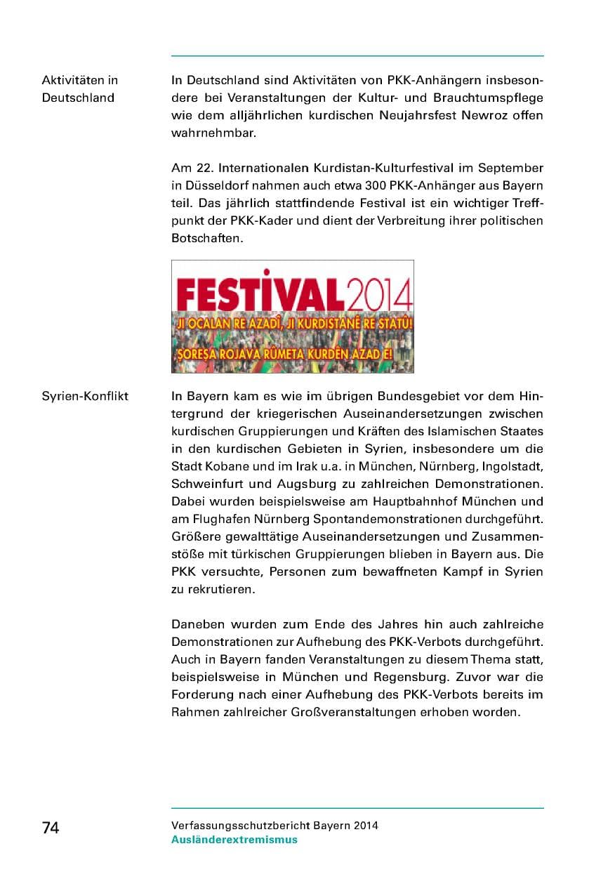 Seite 76 des Verfassungsschutzbericht 2014 Bayern