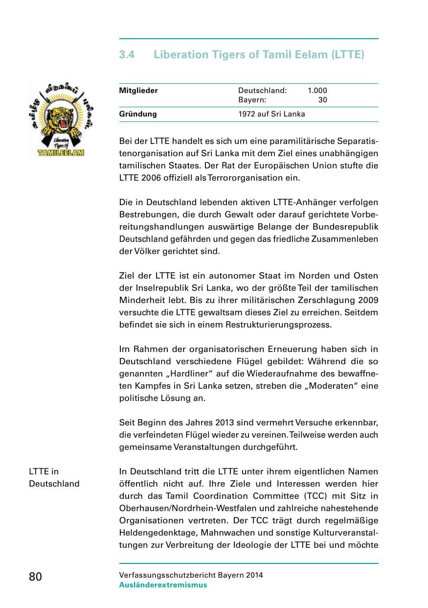 Seite 82 des Verfassungsschutzbericht 2014 Bayern