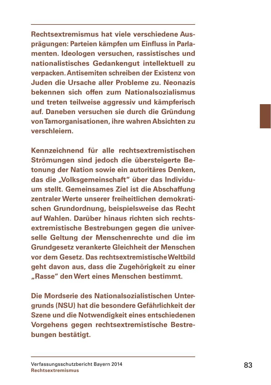 Seite 85 des Verfassungsschutzbericht 2014 Bayern