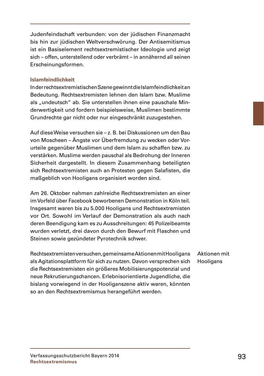 Seite 95 des Verfassungsschutzbericht 2014 Bayern