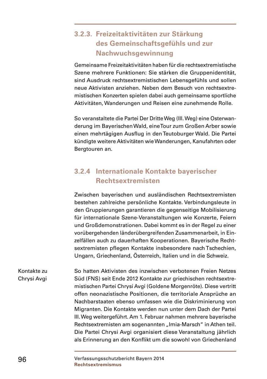 Seite 98 des Verfassungsschutzbericht 2014 Bayern
