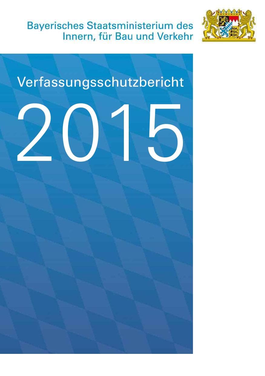 Seite 1 des Verfassungsschutzbericht 2015 Bayern