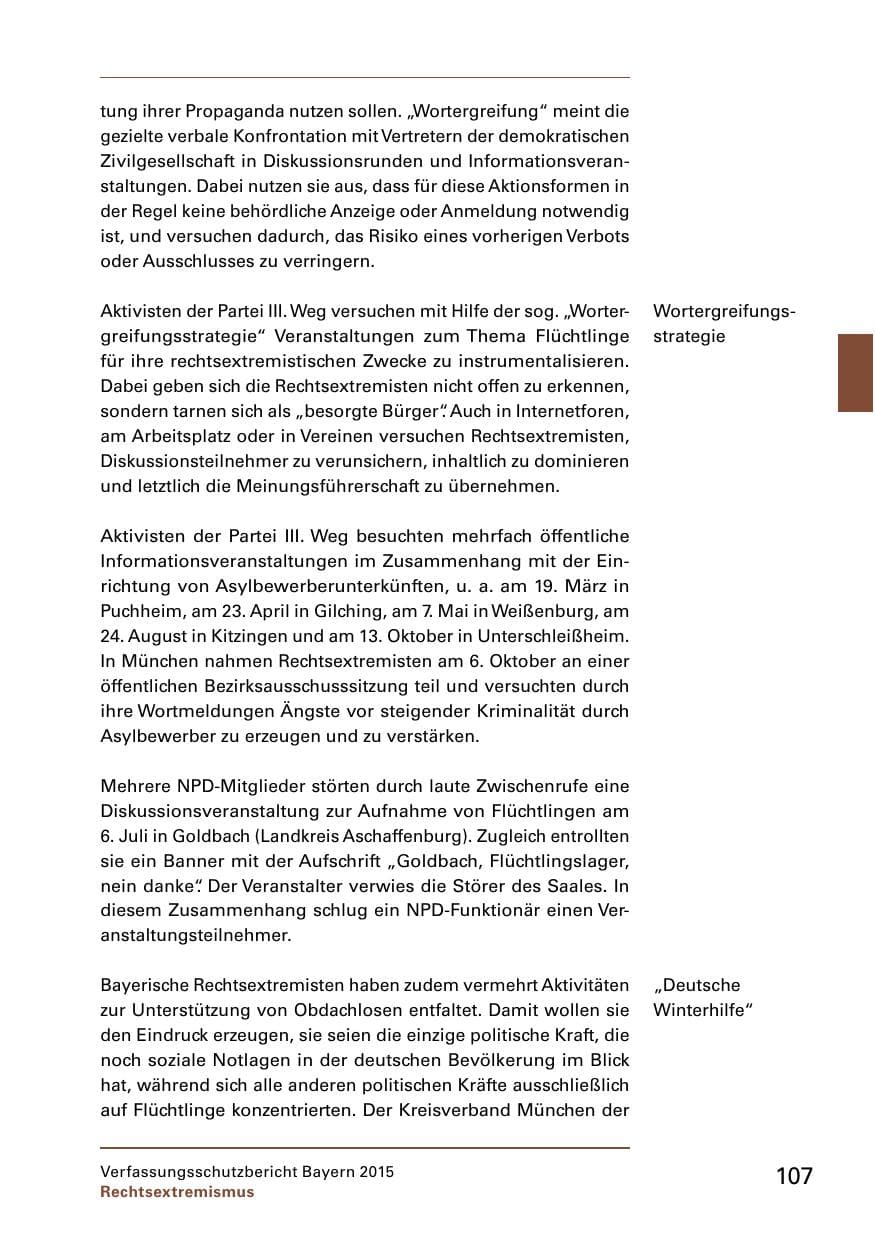 Seite 109 des Verfassungsschutzbericht 2015 Bayern