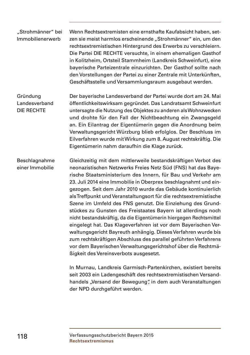 Seite 120 des Verfassungsschutzbericht 2015 Bayern