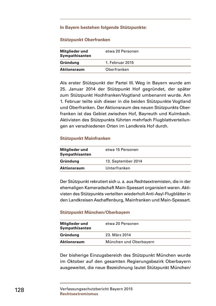 Seite 130 des Verfassungsschutzbericht 2015 Bayern