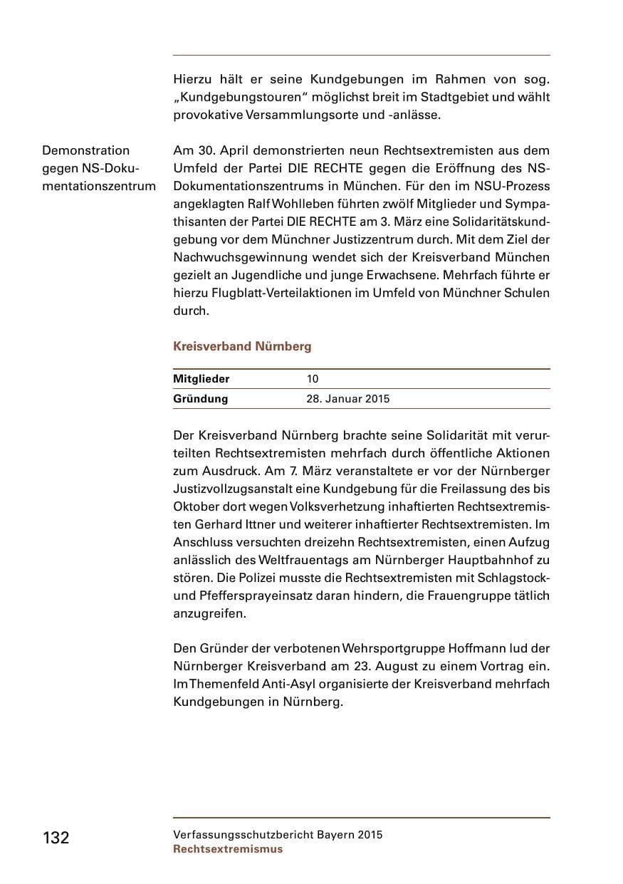 Seite 134 des Verfassungsschutzbericht 2015 Bayern