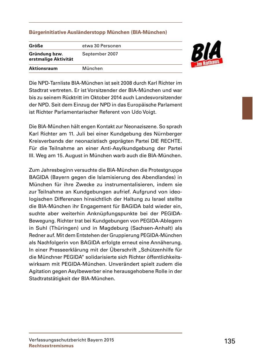 Seite 137 des Verfassungsschutzbericht 2015 Bayern