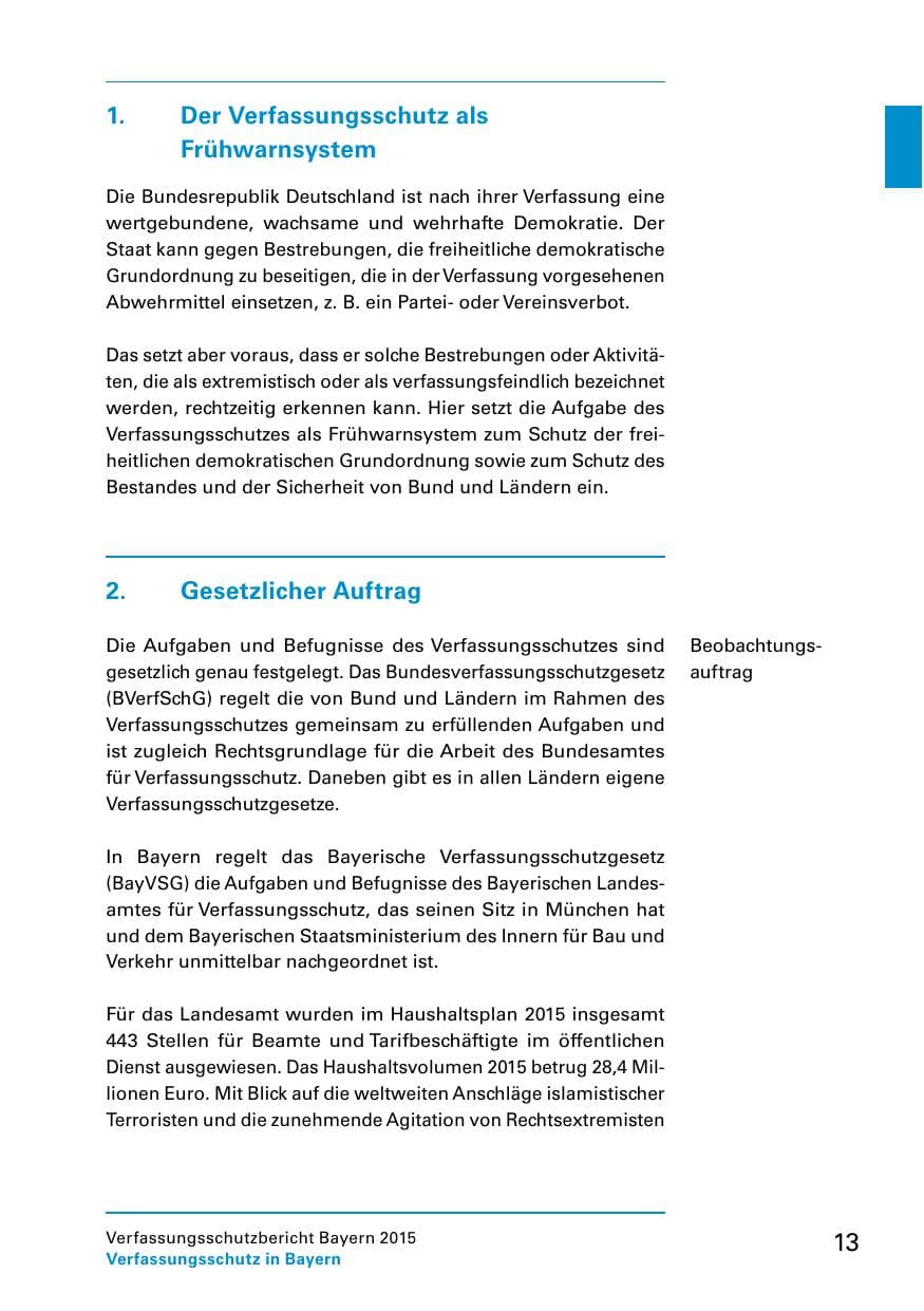 Seite 15 des Verfassungsschutzbericht 2015 Bayern