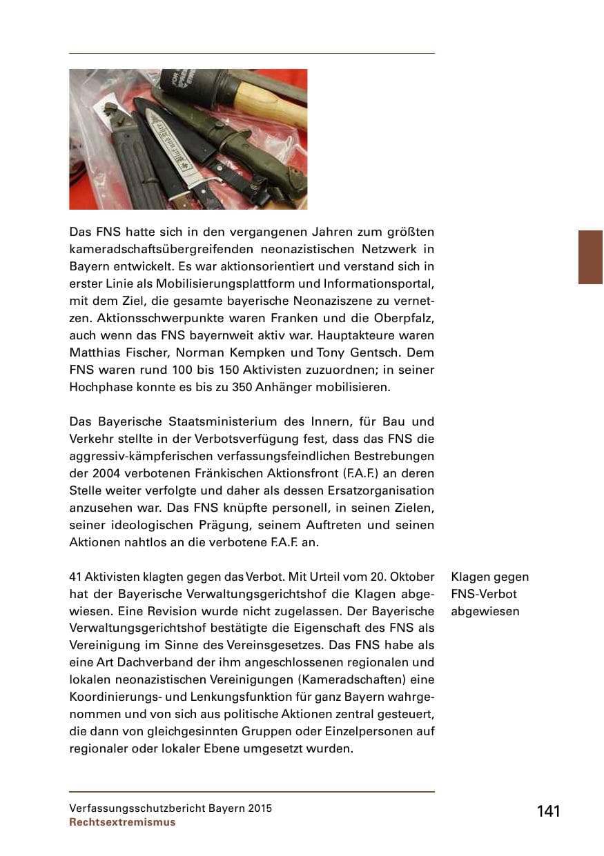Seite 143 des Verfassungsschutzbericht 2015 Bayern