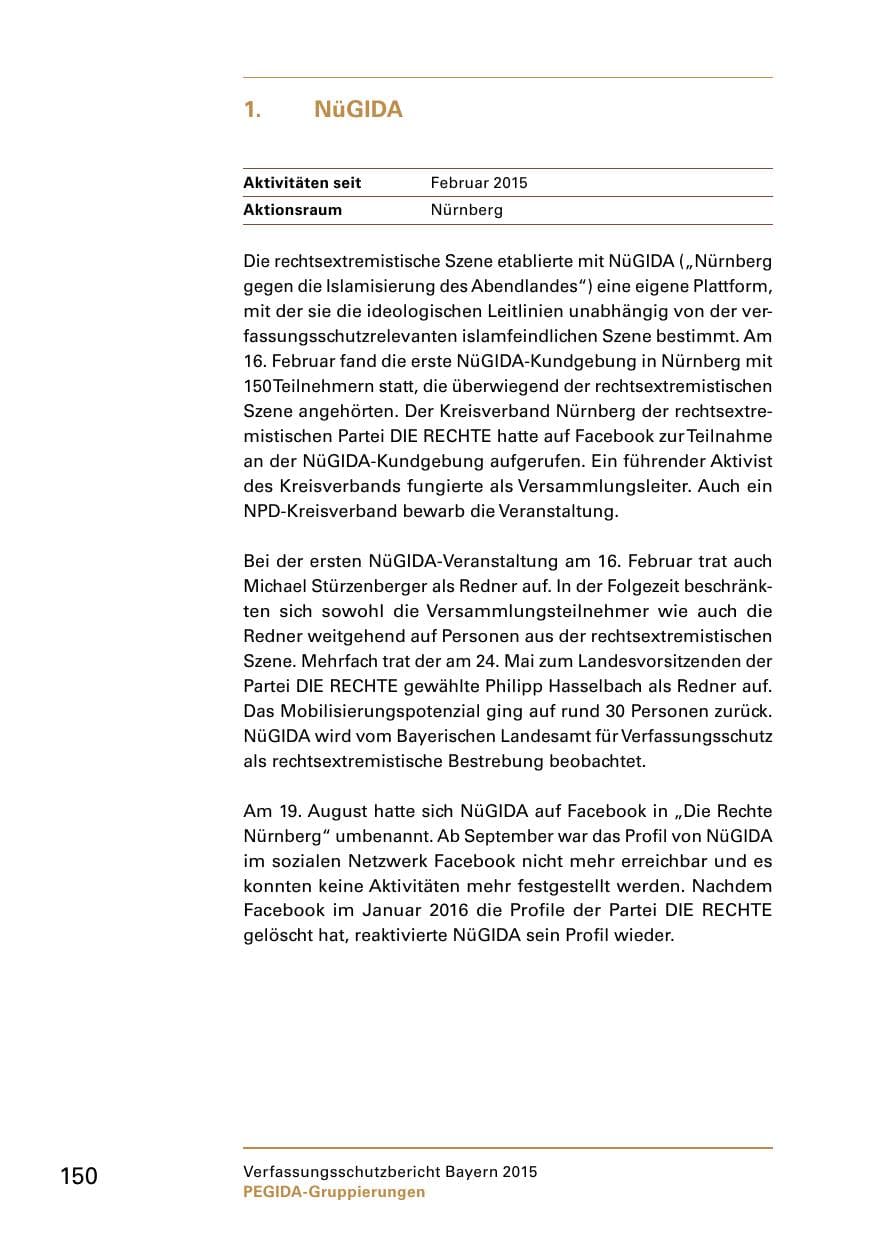 Seite 152 des Verfassungsschutzbericht 2015 Bayern