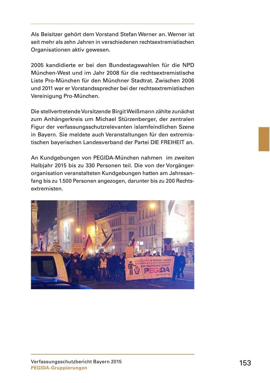 Seite 155 des Verfassungsschutzbericht 2015 Bayern