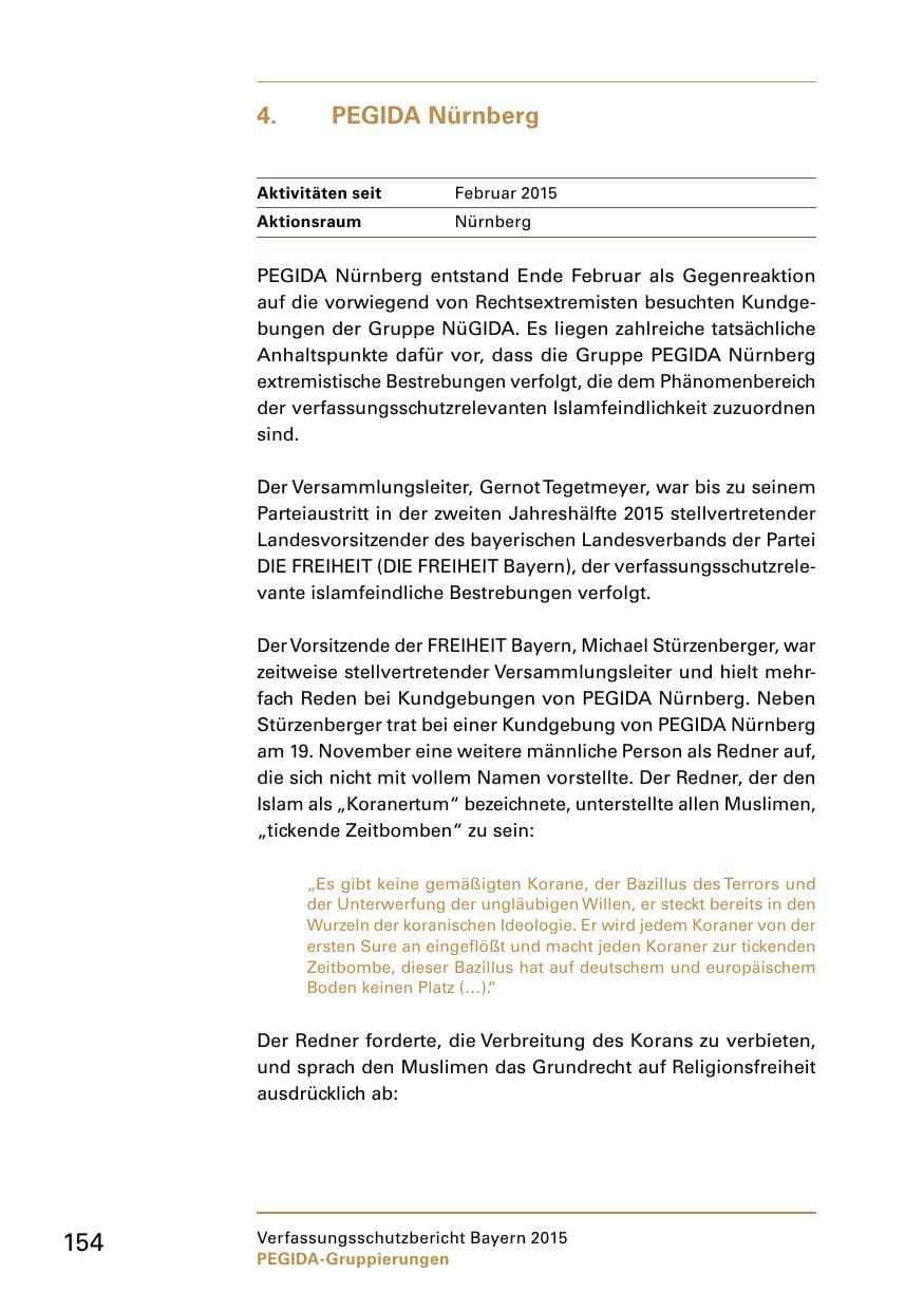 Seite 156 des Verfassungsschutzbericht 2015 Bayern