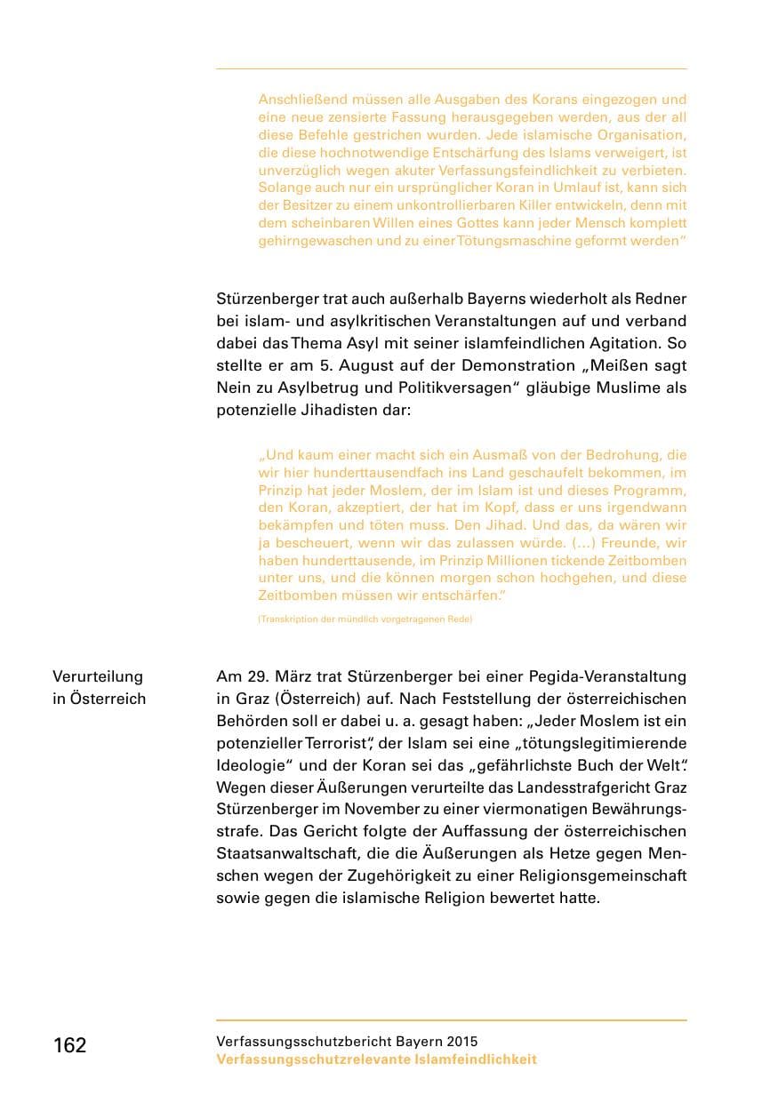 Seite 164 des Verfassungsschutzbericht 2015 Bayern